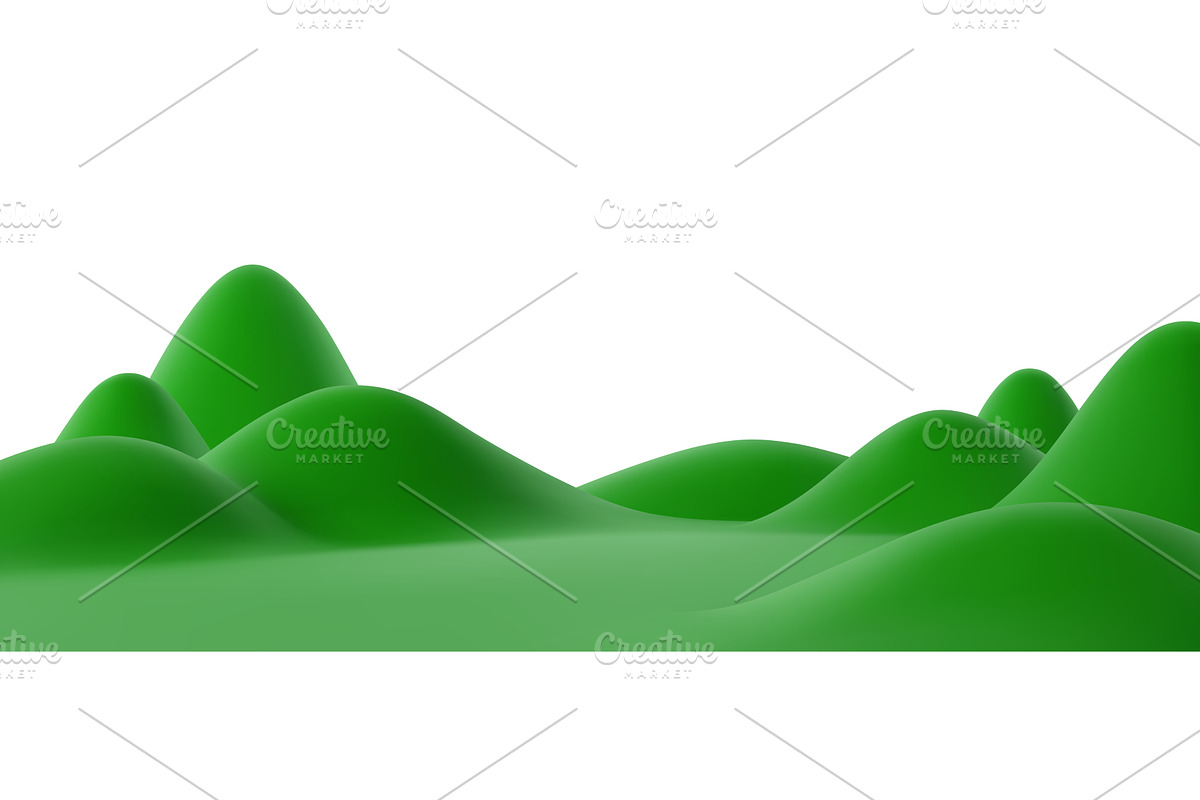 3d green grass hills landscape, a Seasonal Illustration by Buch&Bee