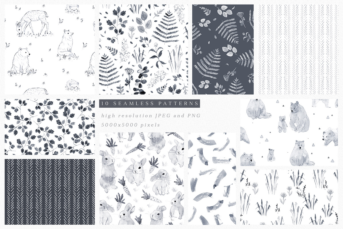 Monochrome Forest pattern collection, a Pattern Graphic by Inna Moreva (Photo 6 of 10)