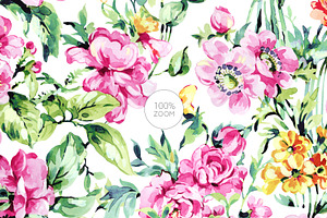 Florette, Summer Watercolor Florals.