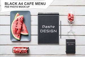 Black A4 Cafe Menu Mockup