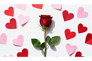 Red rose surrounded by pink and red, a Background Photo by tilialucida