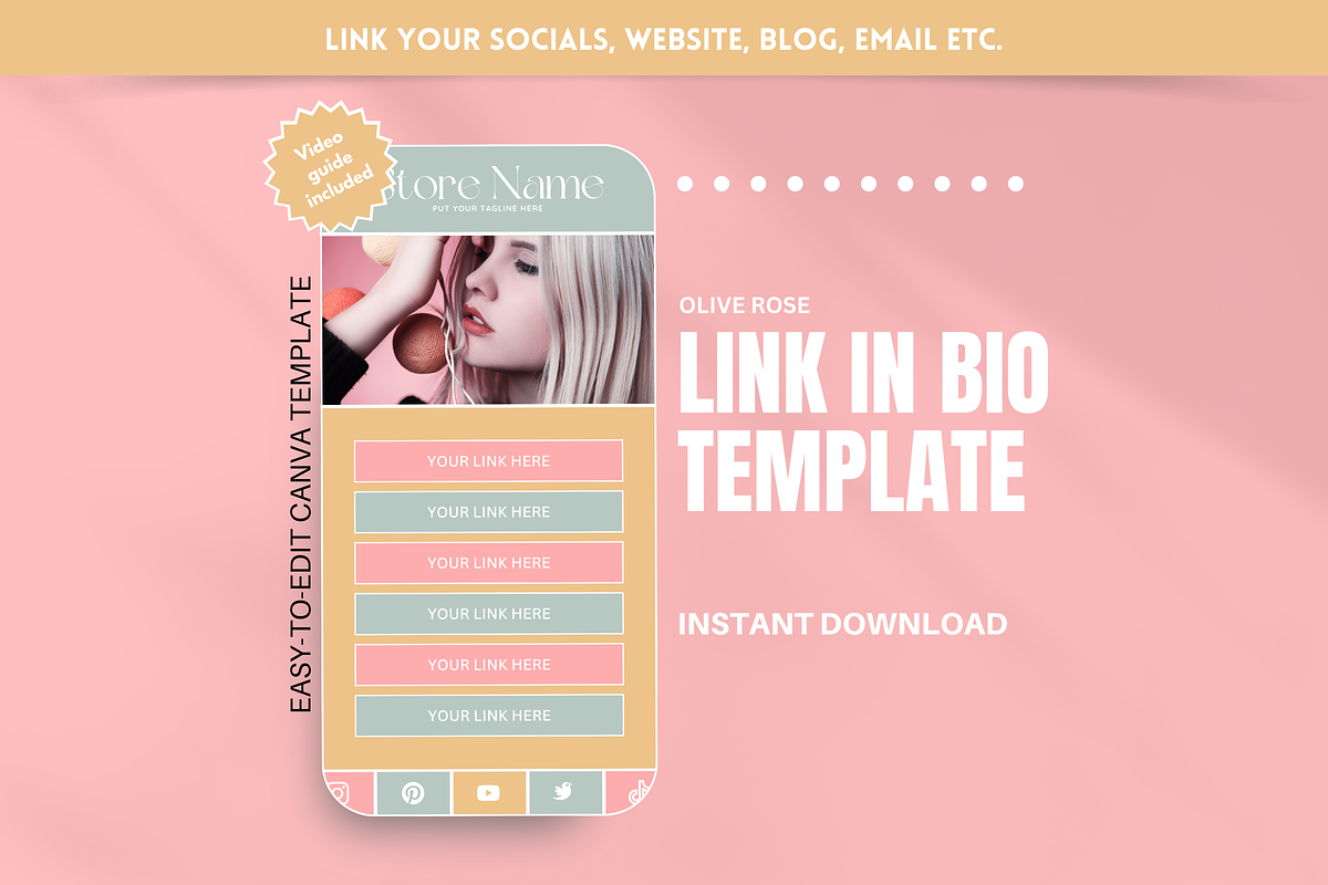 Pastel Link in Bio Template, a Landing Page Template by SunshineStudioBoutique (Photo 1 of 9)