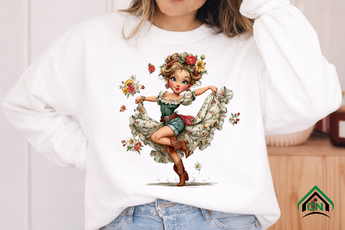 Whimsical Spring Western Girl Clipar, an Illustration by Craft Nest (Photo 9 of 12)