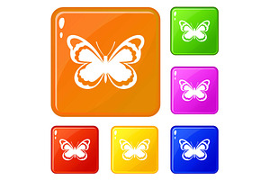 Small Butterfly Icons Set Vector