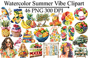 Watercolor Summer Vibe Clipart, an Illustration by Design Market (Thumbnail 1 of 5)