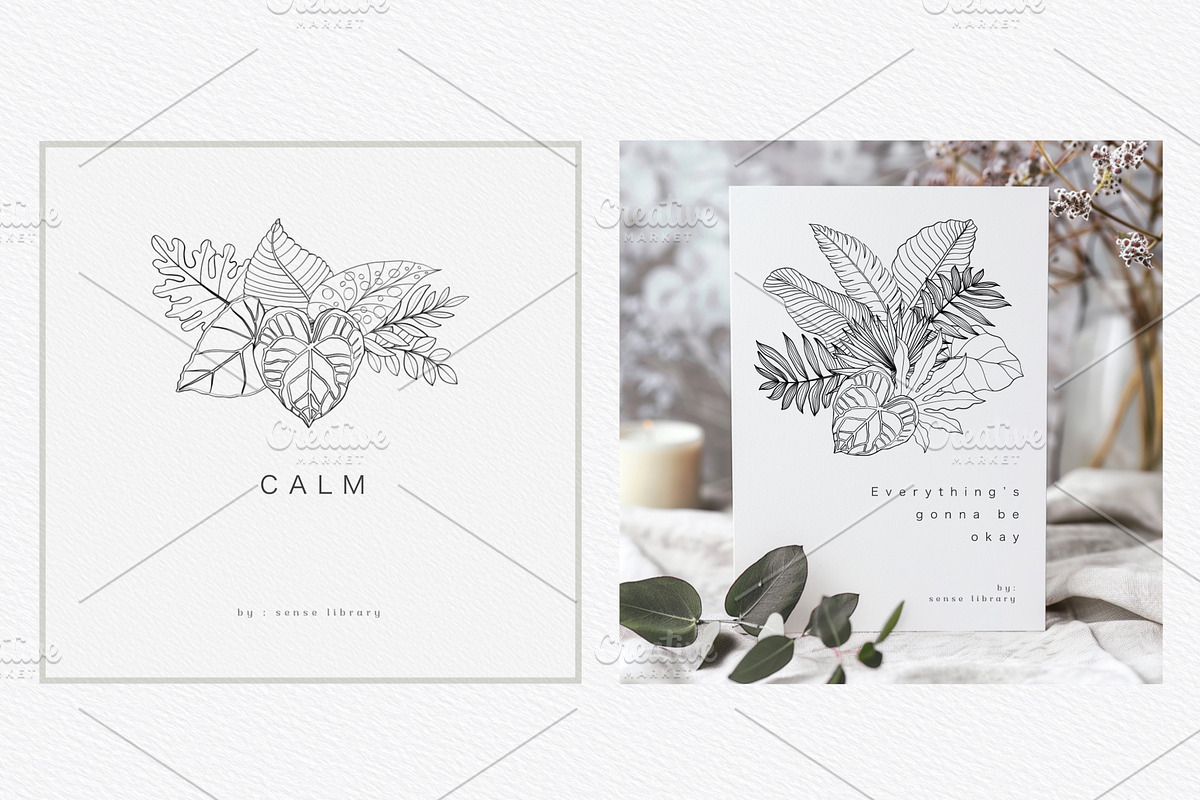 “Charm” Tropical Leaves Lineart, an Illustration by Sense Library (Photo 20 of 23)