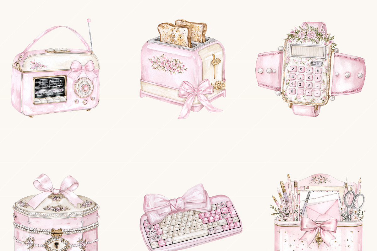 Watercolor Pastel Devices Clipart, a Technology Illustration by BusyDaydesign (Photo 6 of 9)