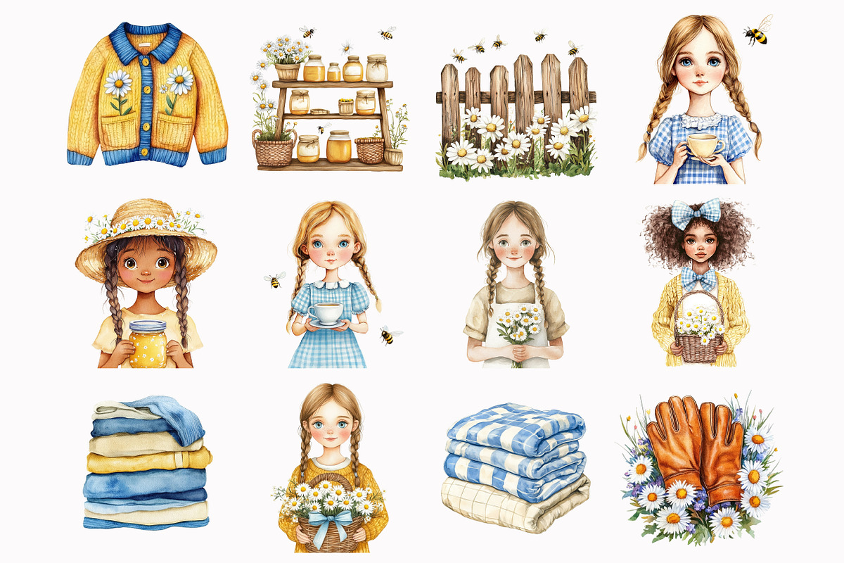 Watercolor Beekeeper Cottage Clipart, a Seasonal Illustration by Design Market (Photo 2 of 5)