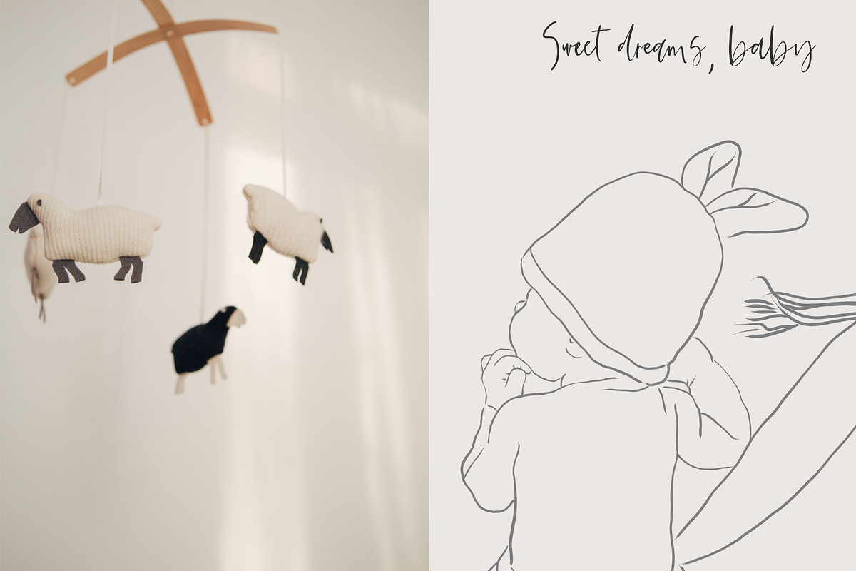 Newborn Line Art Clipart, a Person Illustration by natalisart (Photo 5 of 10)