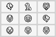 Lion head line art logo collection, a Branding & Logo Template by Vectorium Studio (Thumbnail 1 of 2)