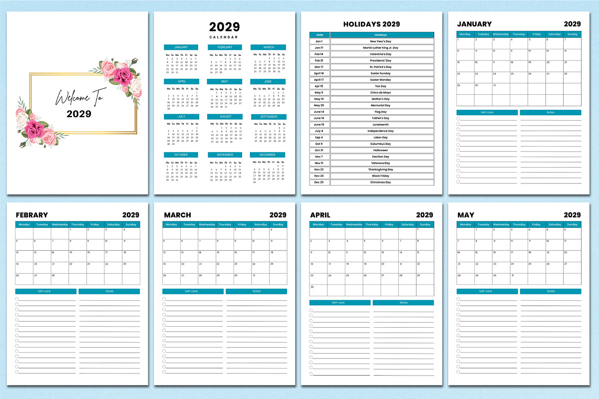 5 Year Monthly Agenda (2026–2030), a Stationery Template by Shumaya (Photo 8 of 11)