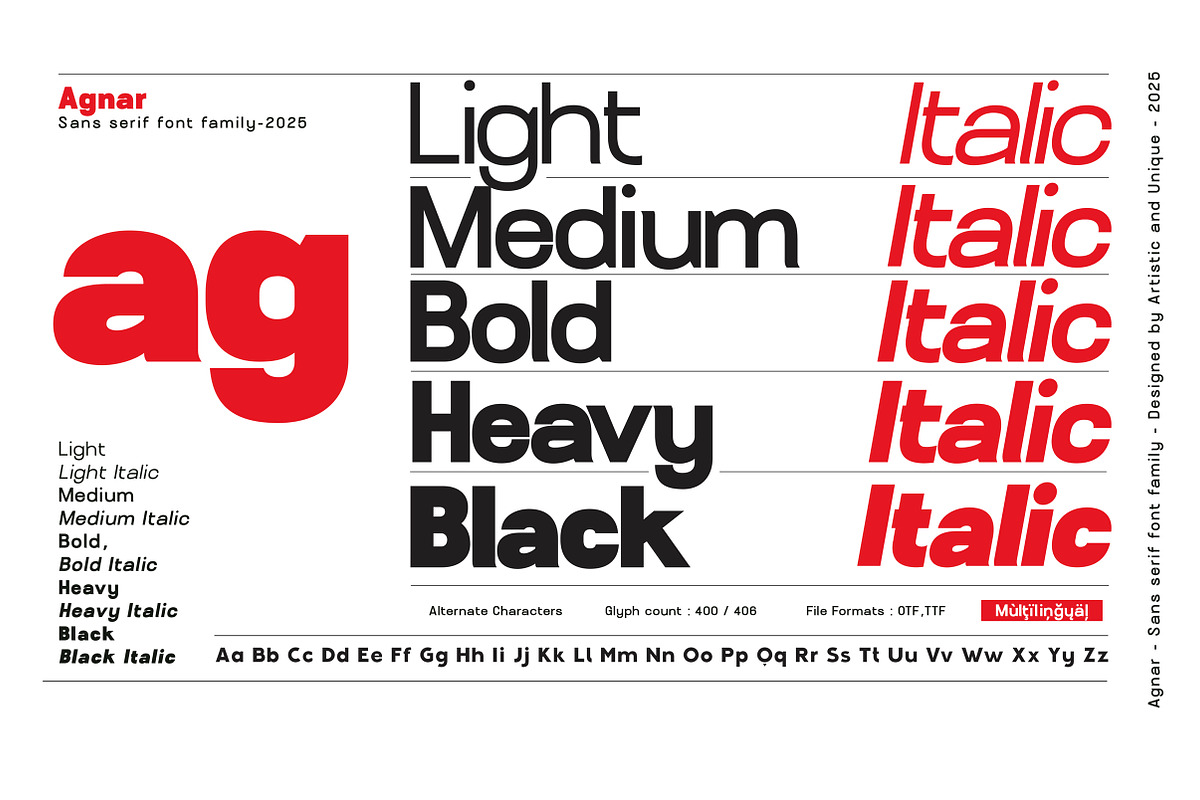 Agnar - Sans serif font family, a Font by Artistic & Unique (Photo 5 of 14)