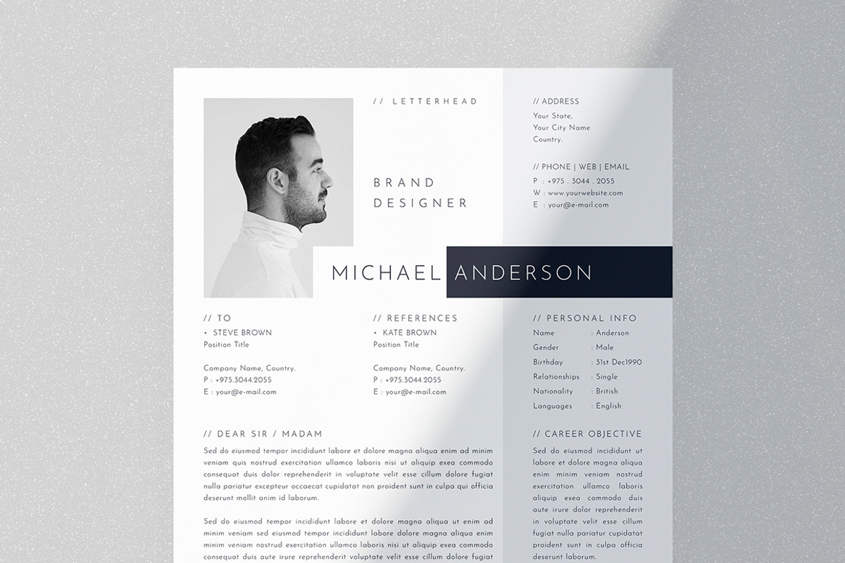 Minimal Resume CV Template, a Resume Template by Designsoul14 (Photo 5 of 6)
