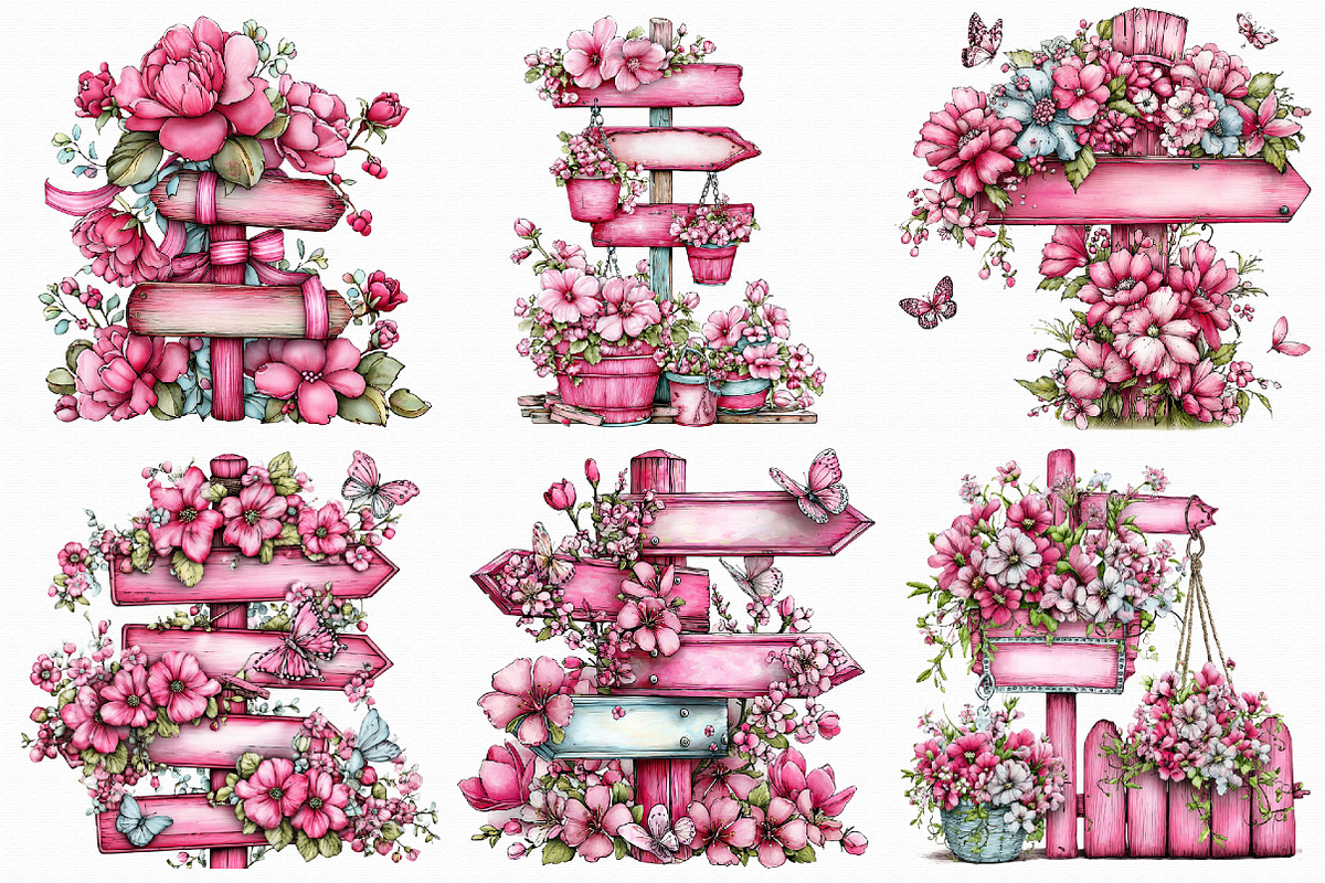 Whimsical Spring Signpost Clipart, an Illustration by Libby Wishes (Photo 5 of 5)