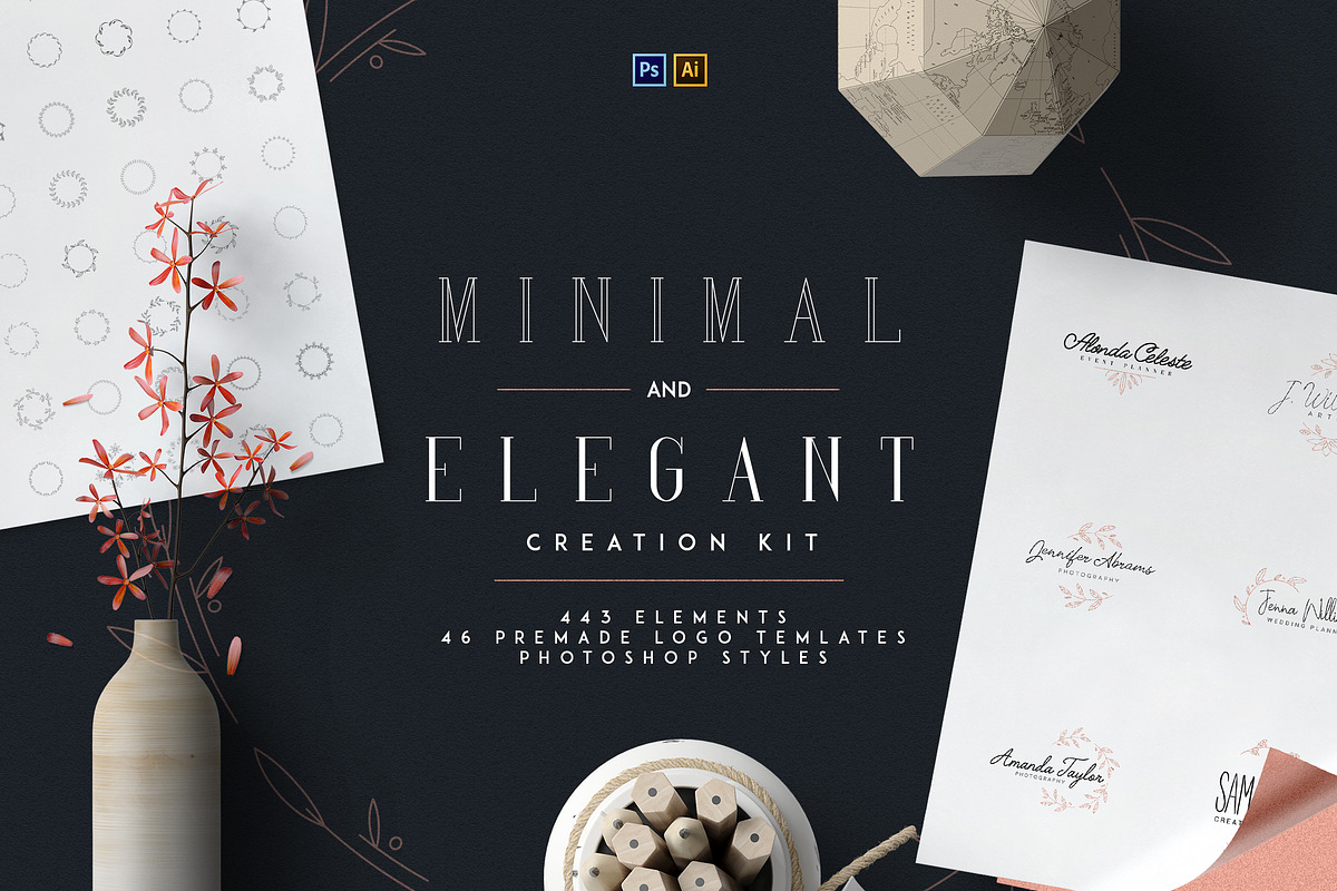 Minimal and Elegant Creation Kit, a Branding & Logo Template by VP Fonts (Photo 1 of 10)
