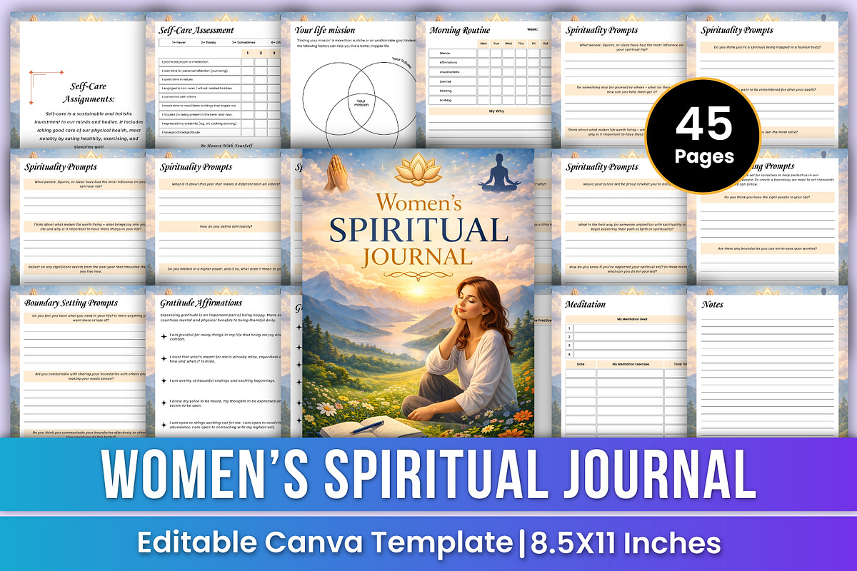 Women’s Spiritual Journal Canva Kdp, a Stationery Template by Mustafiz (Photo 1 of 6)