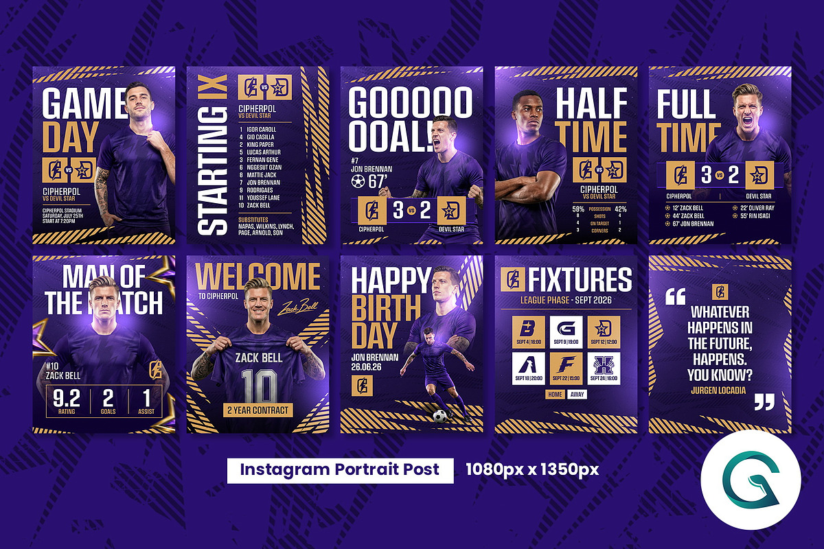 Football Social Media Pack Template, a Social Media Template by Geelator Studio (Photo 2 of 4)