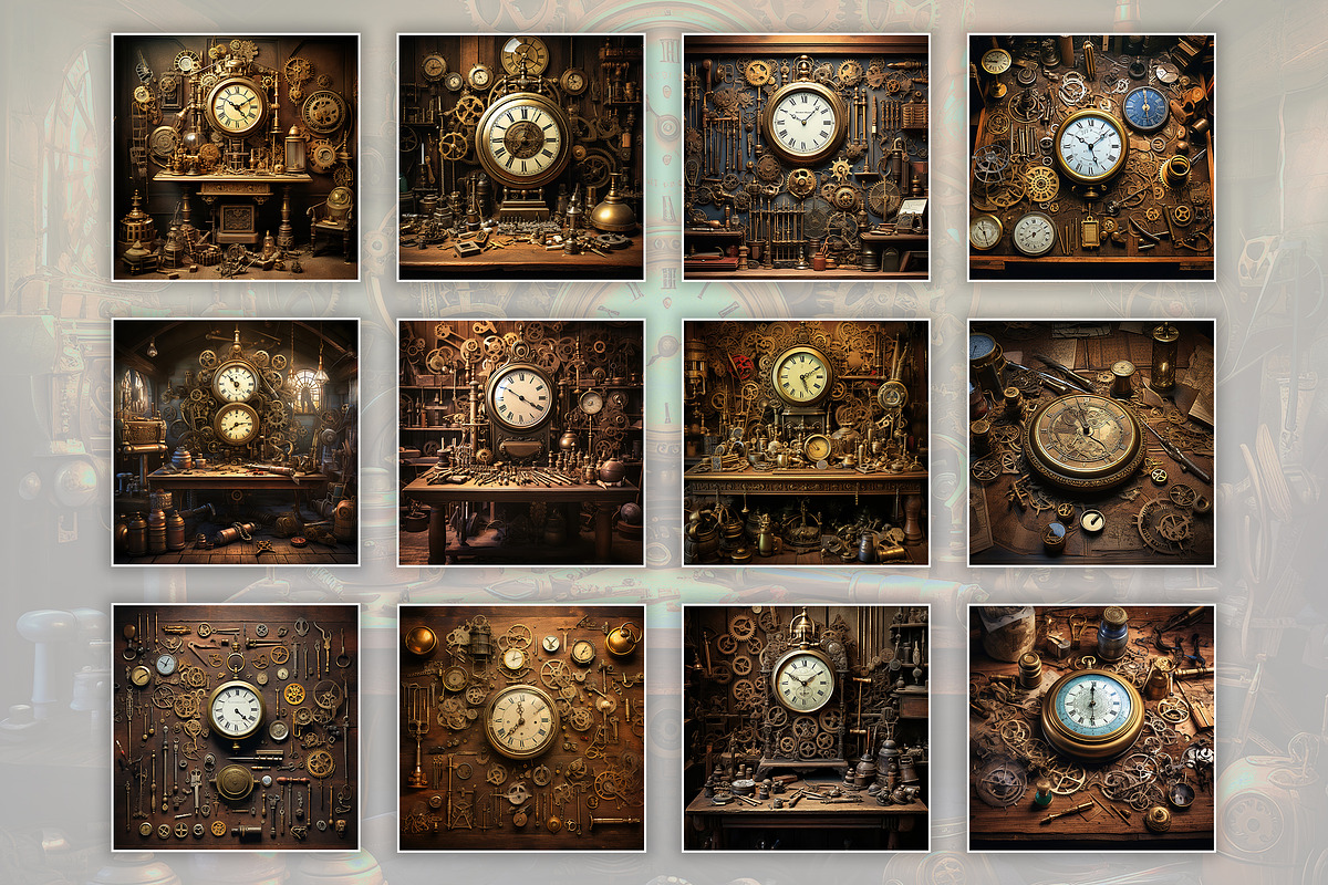 Antique Clockwork Digital Papers, a Background Graphic by Fun Digital (Photo 2 of 4)