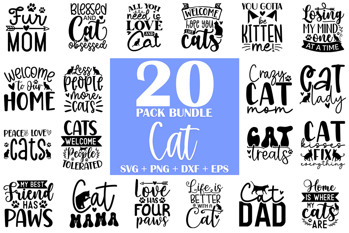 Cat SVG Bundle 20 Designs, an Illustration by ZoomkSVG (Photo 1 of 42)