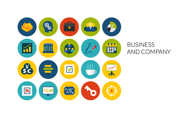 Flat Icons Set Business Company