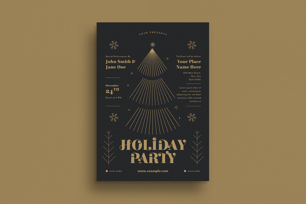 Holiday Gold Christmas Event Flyer, a Flyer Template by Guuver (Photo 2 of 4)