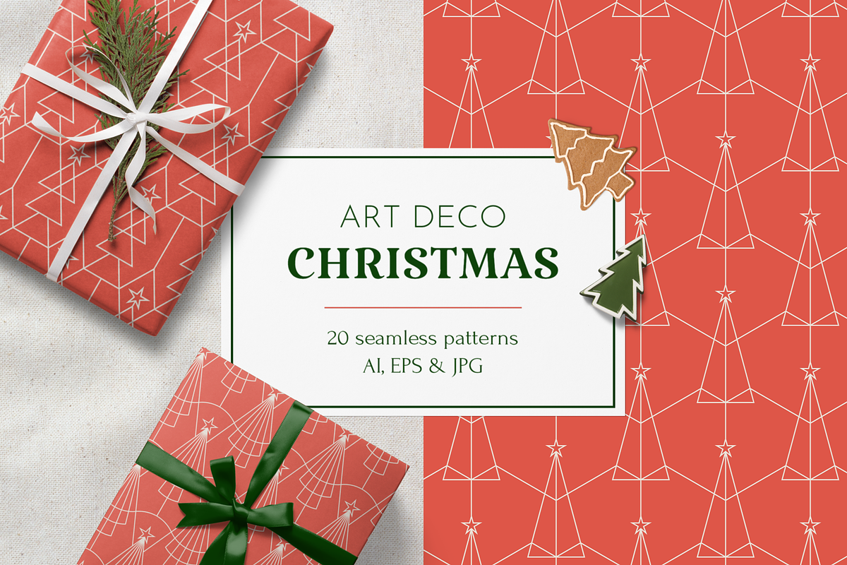 Art Deco Christmas Patterns, a Pattern Graphic by Firowerk (Photo 1 of 5)