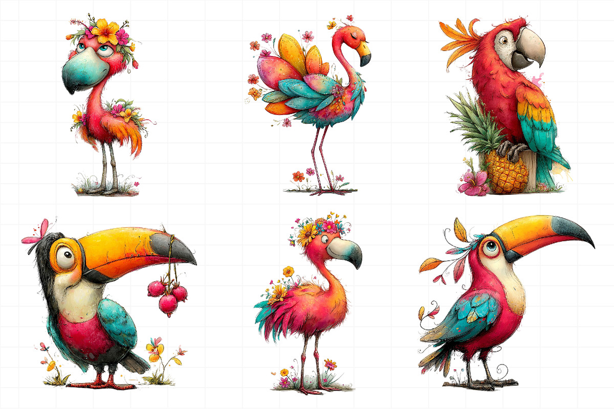 Whimsical Summer Tropical Bird Clipa, an Illustration by Daily.Designs (Photo 3 of 6)