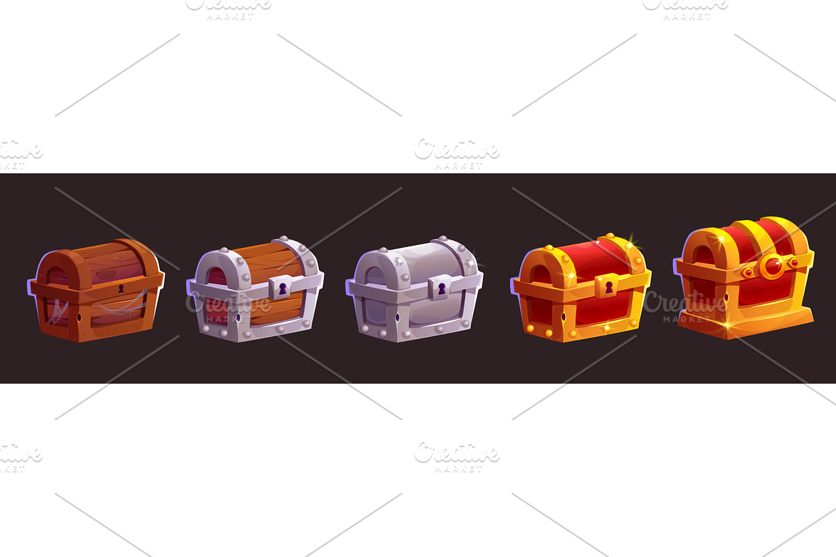 Closed ancient wooden treasure chest, a Finance Illustration by art PVP - market
