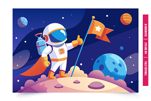 Astronaut Planting a Flag, an Illustration by Tanuart