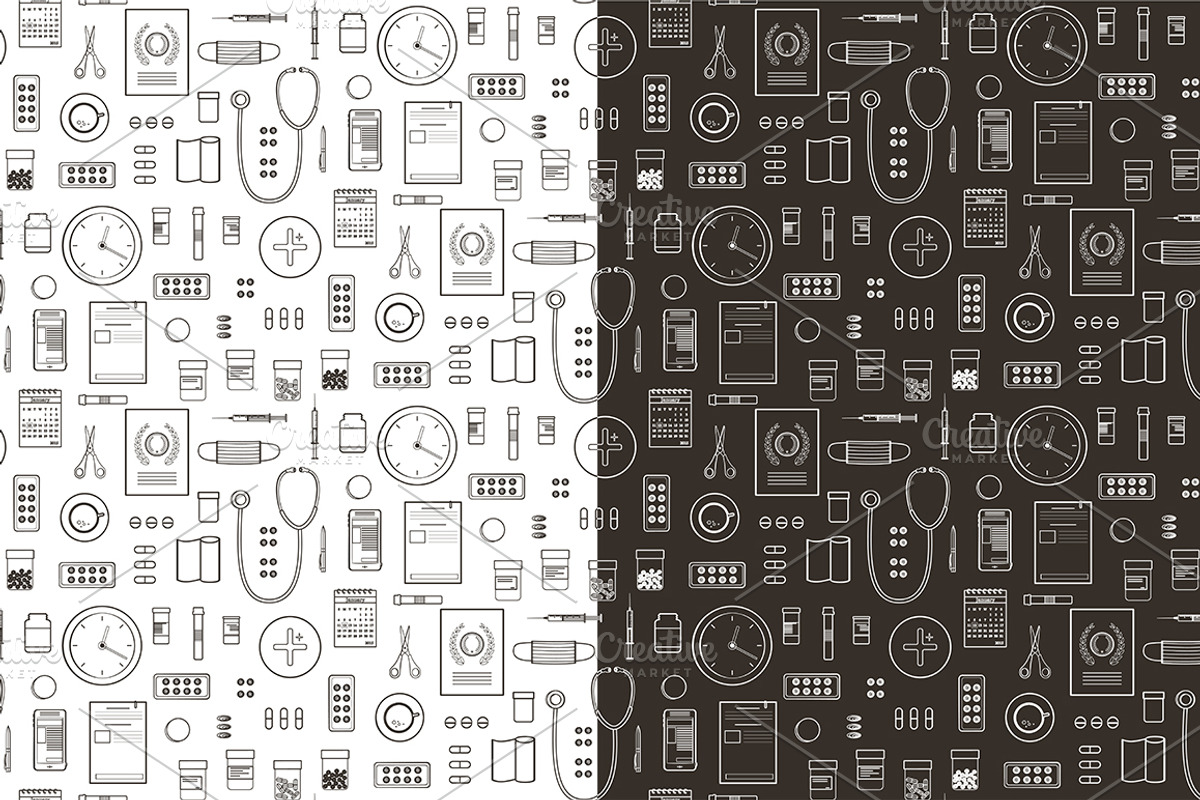 Outlined Medical Symbols Pattern