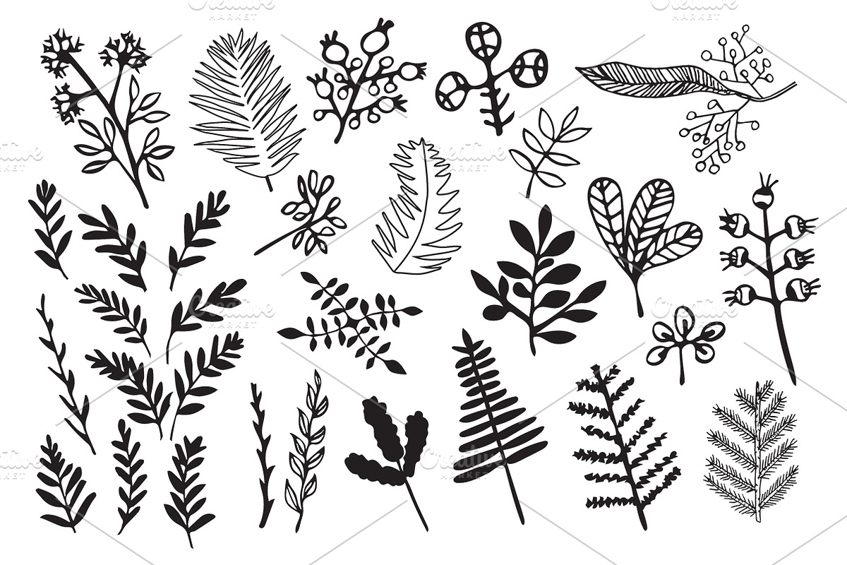 Hand drawn Floral Clipart Collection, a Background Graphic by IRSYART (Photo 11 of 18)