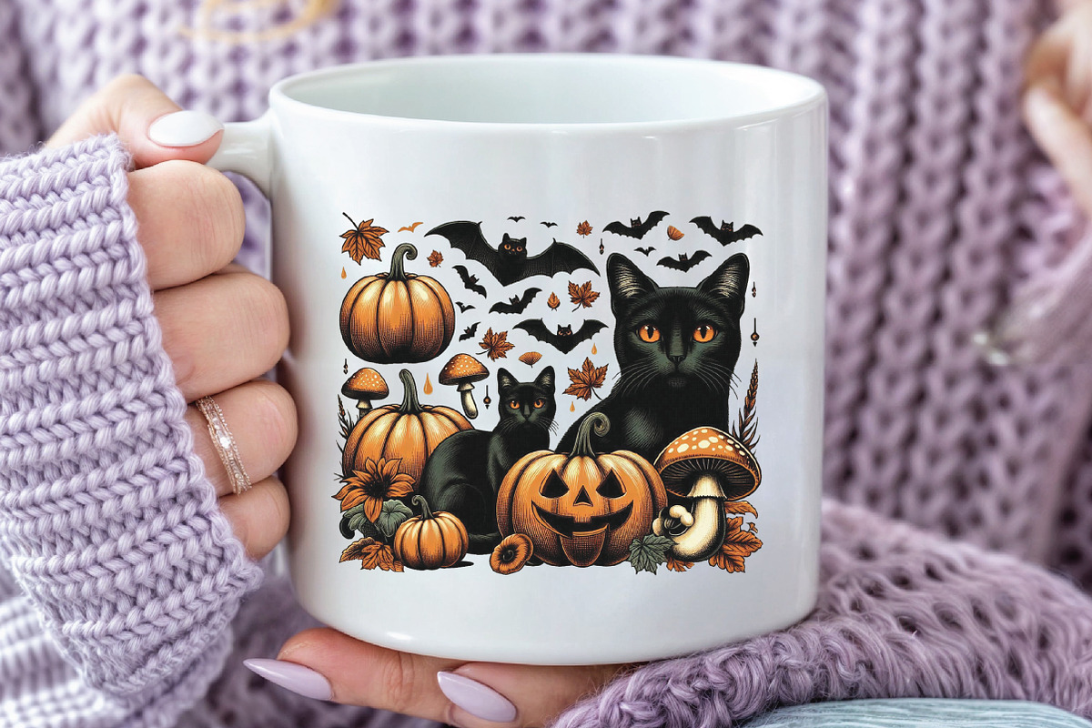 Black Cat Pumpkin PNG, an Illustration by CraftArtStudio (Photo 3 of 4)