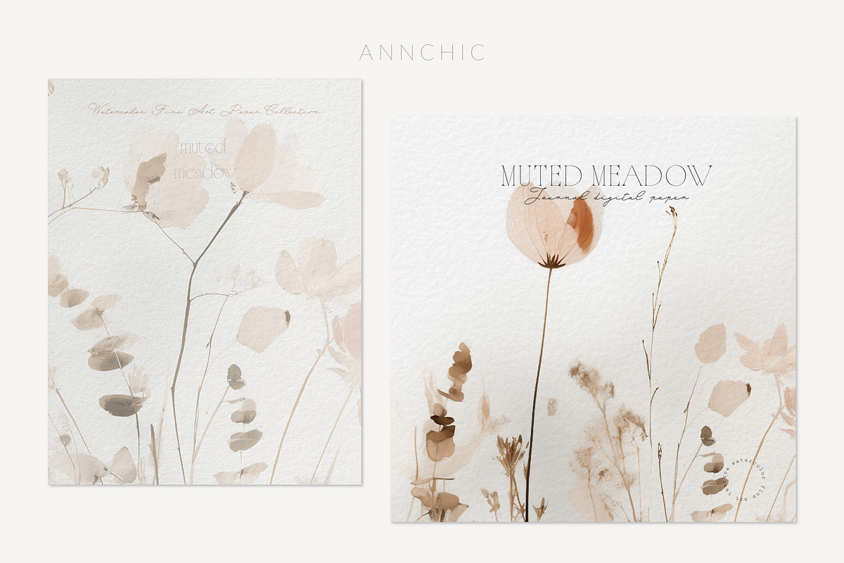Muted Meadow Floral Backgrounds, a Background Graphic by Anna Sokol (Photo 2 of 6)