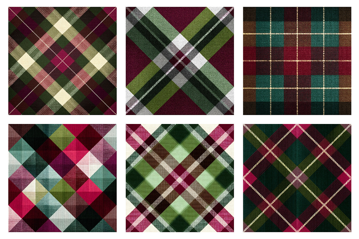 Burgundy Green Plaid Pattern, an Illustration by Dream Creation (Photo 3 of 6)