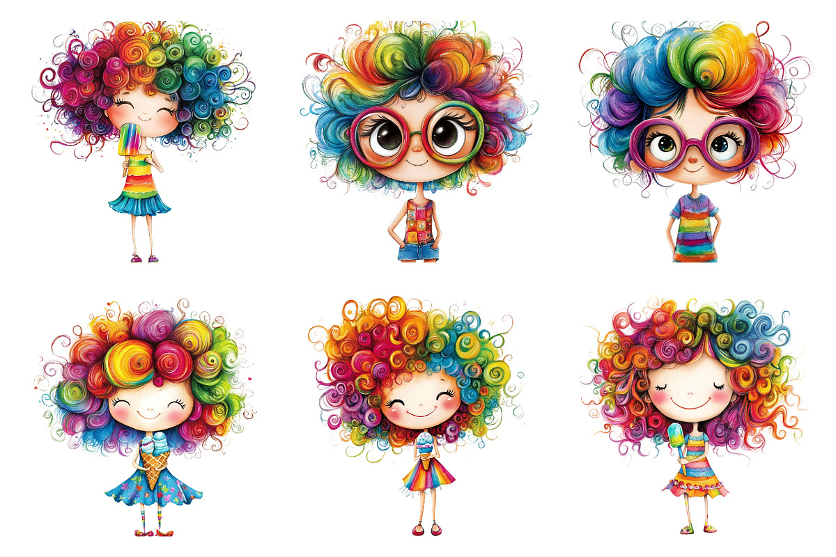 Watercolor quirky summer girl clipar, an Illustration by SinaCreation (Photo 2 of 11)