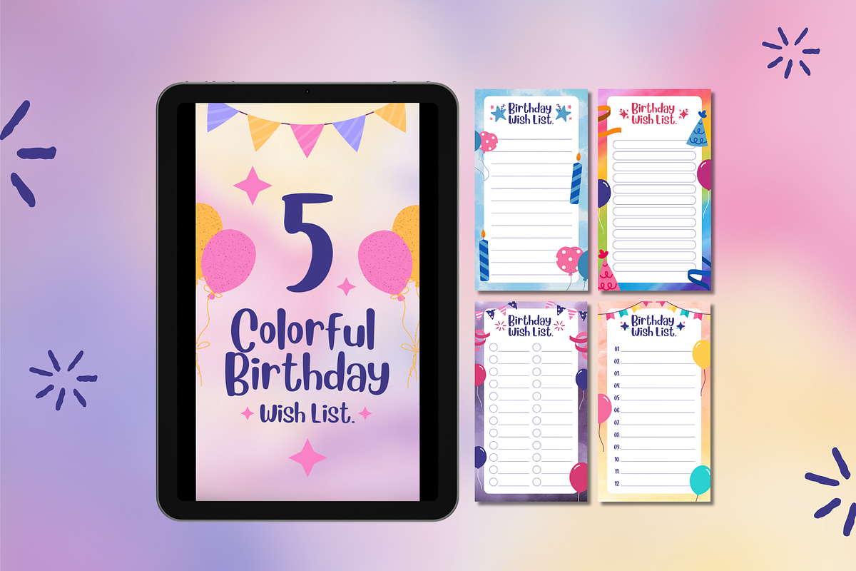 Colorful Happy Birthday Wish List, a Templates & Theme by TemplateCastleStore (Photo 4 of 9)