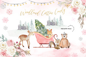 Winter Woodland Cotton Candy Clipart