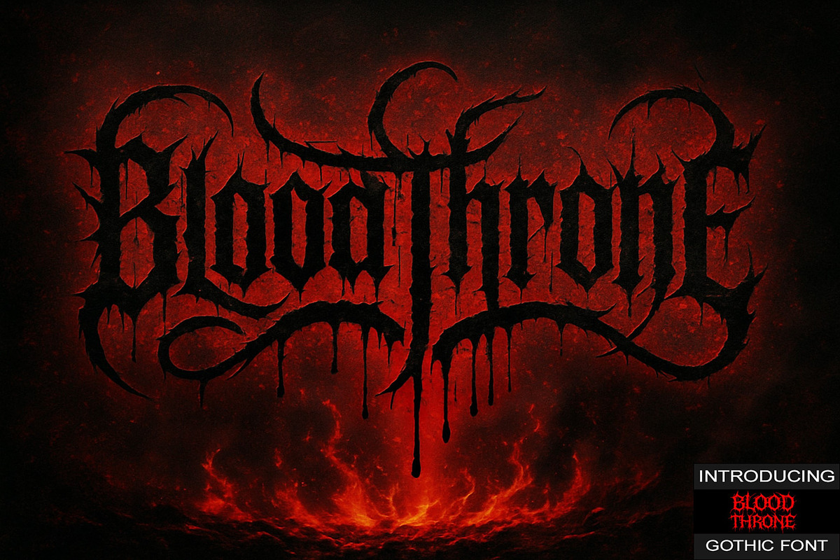 BloodThrone Gothic Metal Font, a Script Font by Art StoreID (Photo 1 of 12)