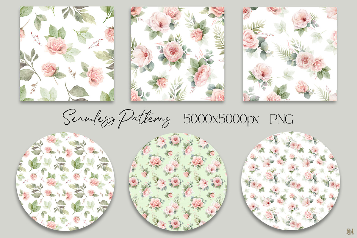 Dusty Pink & Green Watercolor, an Object Illustration by Elena Medvedeva (Photo 8 of 10)
