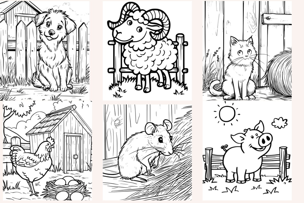 Farmyard Animals Coloring Pages, an Animal Illustration by PrintHaven Designs (Photo 4 of 9)