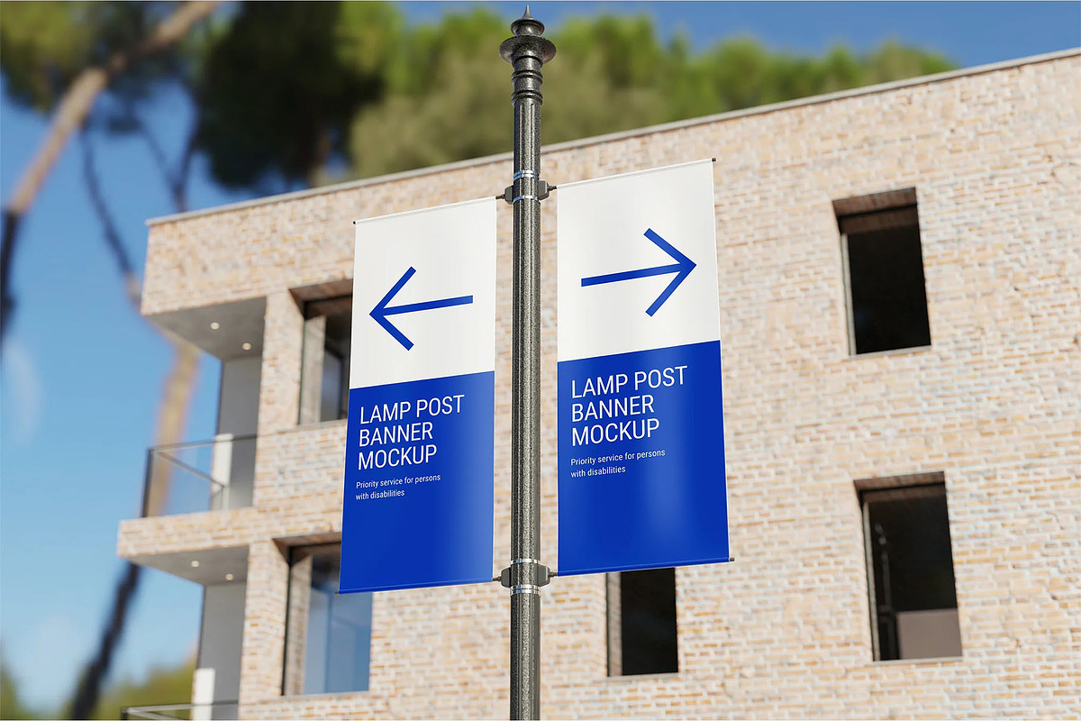Lamp Post Banner Mockup, an Advertising Mockup by zippypixelstudio (Photo 1 of 4)