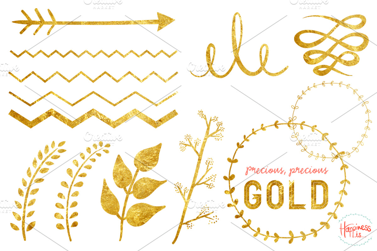 19 Gold Textured Elements, an Object Graphic by Fathima's Studio (Photo 1 of 3)