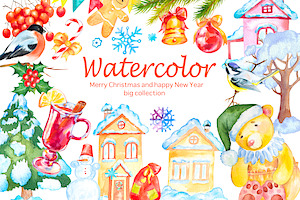 Christmas Watercolor Big Set