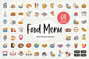 Restaurant Food Menu Icon Set