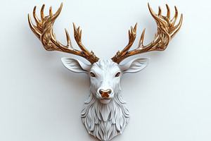 Elegant sculpture of a deer head mou, a Photo by Tanuart