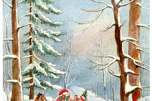 Watercolor Christmas Sleigh Ride