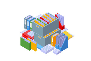 Isometric office folders. Big, a Finance Illustration by Valerie Bodnar