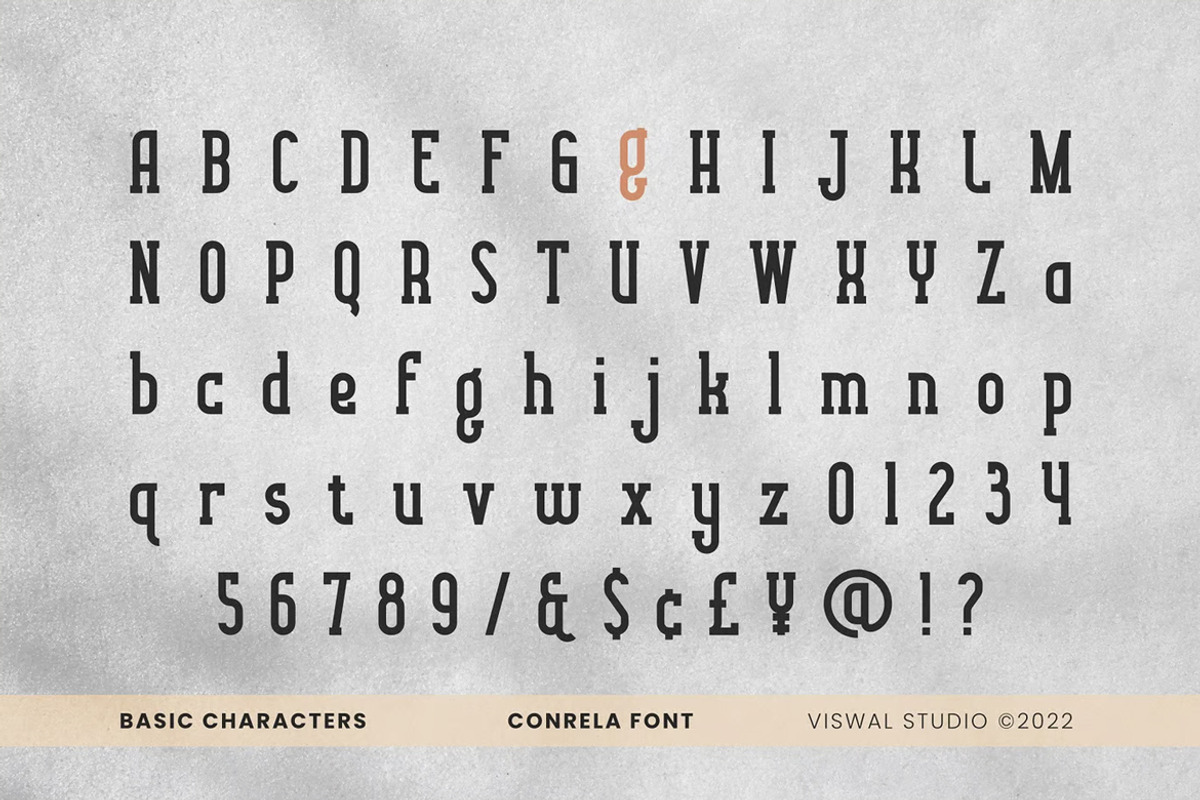 Conrela - Vintage Font, a Slab Serif Font by Viswal Studio (Photo 6 of 6)