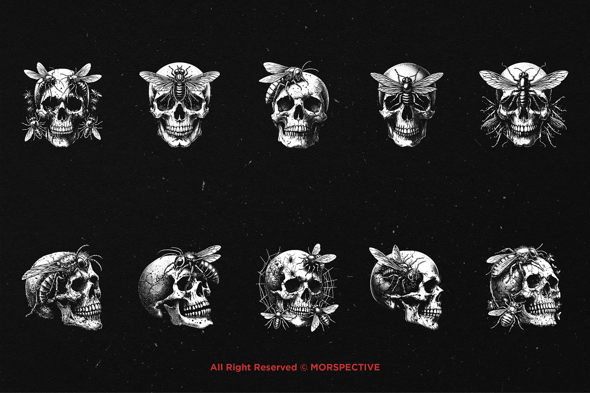 10 Bundle Dark Art Skull Insect, an Illustration by Morspective (Photo 6 of 7)