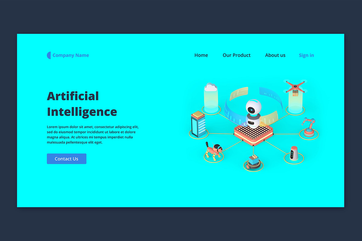 3D AI Illustration, a Scene 3D Model by Flat Icons (Photo 2 of 6)